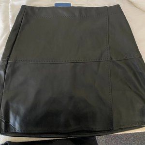 black leather mini skirt